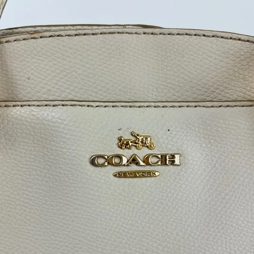 Coach Minetta Ivory Crossgrain Leather Satchel Crossbody Bag F34607